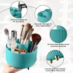 Diesisa 360 Rotating Makeup Brush Organizer With 5 Sections - Blue