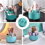 Diesisa 360 Rotating Makeup Brush Organizer With 5 Sections - Blue