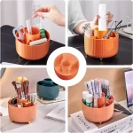 Diesisa 360 Rotating Makeup Brush Organizer With 5 Sections - Orange