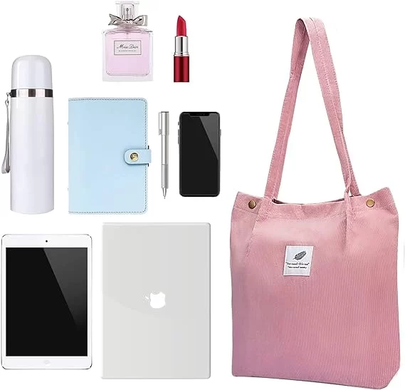 Diesisa 2-Pack Canvas Tote bag for women + Purse - Pink+yellow