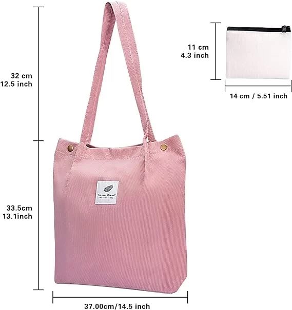 Diesisa 2-Pack Canvas Tote bag for women + Purse - Pink+yellow