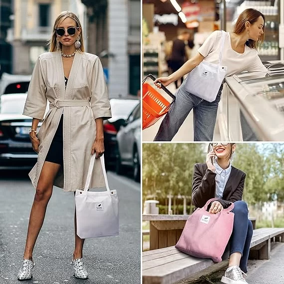 Diesisa 2-Pack Canvas Tote bag - White+pink