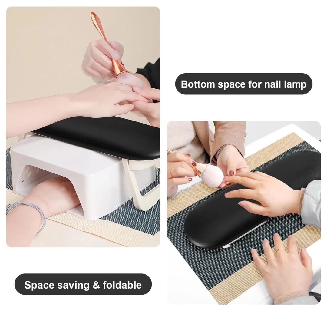 Diesisa Foldable PU Leather Nail Hand Rest - Black 5 Diesisa Foldable PU Leather Nail Hand Rest - Black