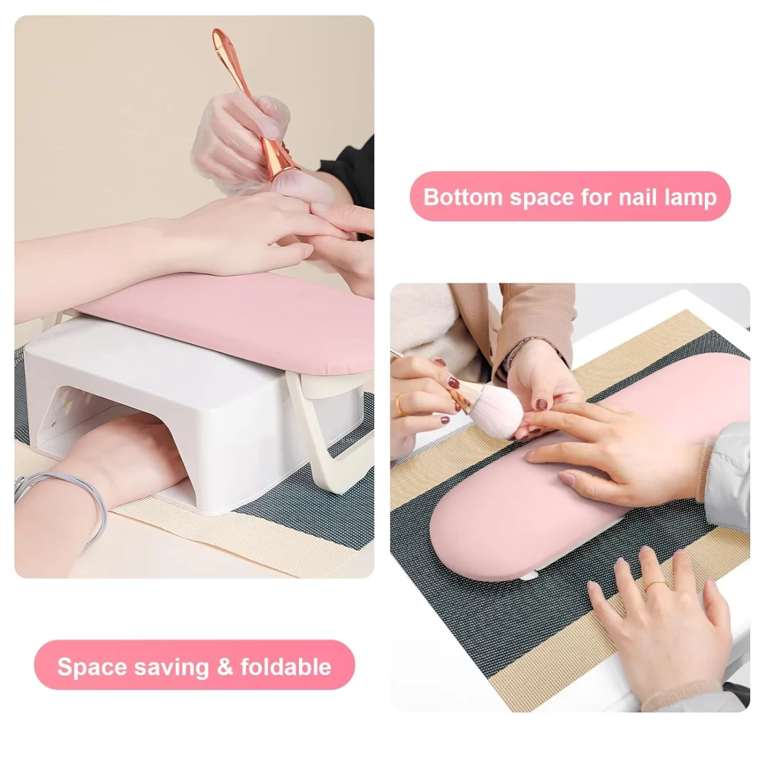 Diesisa Foldable PU Leather Nail Hand Rest - Pink 6 Diesisa Foldable PU Leather Nail Hand Rest - Pink