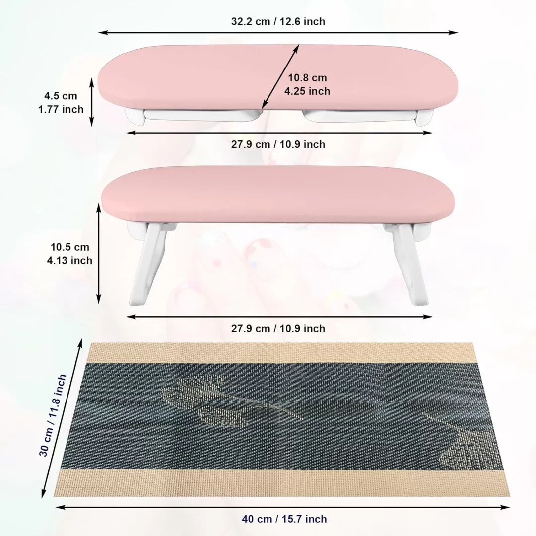 Diesisa Foldable PU Leather Nail Hand Rest - Pink 8 Diesisa Foldable PU Leather Nail Hand Rest - Pink