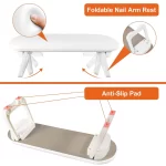 Diesisa Foldable PU Leather Nail Hand Rest - White