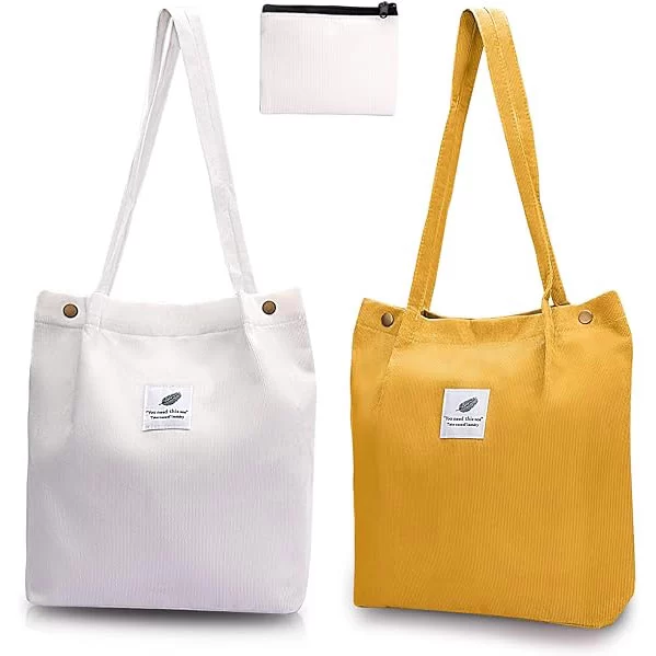 Diesisa 2-Pack Canvas Tote bag - White+yellow 1 Diesisa 2-Pack Canvas Tote bag - White+yellow